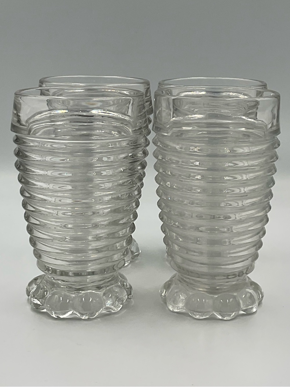 Vintage Anchor Hocking Manhattan Clear Footed Tumblers - Set of 4